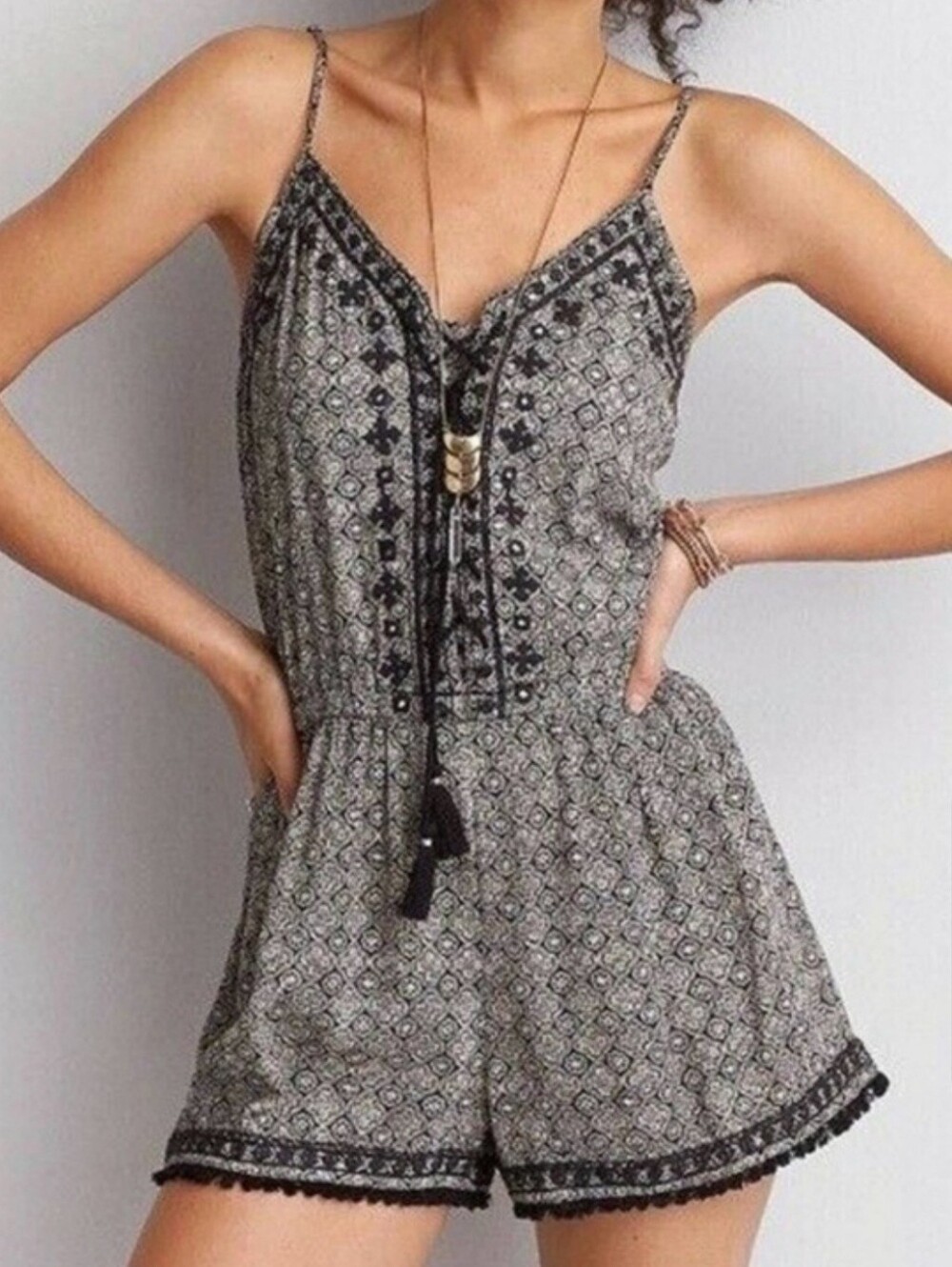 American Eagle Purple Boho Romper